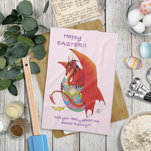 Paño De Cocina Dragón rojo de huevo de Pascua (Subido por el creador)