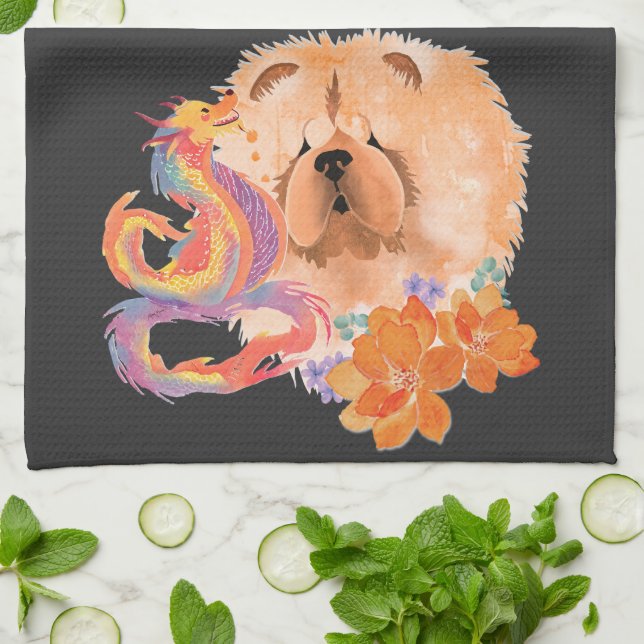 Paño De Cocina DRAGON-TALEZ CHOW año del dragón (Doblado)