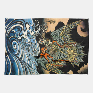 Paño De Cocina Dragón y ondas I