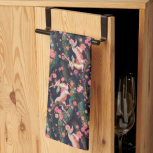 Paño De Cocina Dragones rosas y flores de cerezo