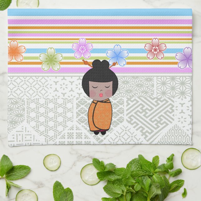 Paño De Cocina dragonflies kokeshi (Doblado)