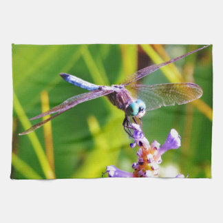 Paño De Cocina Dragonfly verde azulado y púrpura
