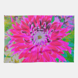 Paño De Cocina Dramática flor de Dahlia roja y rosa