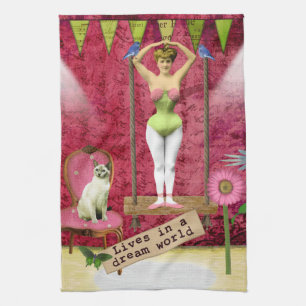 Paño De Cocina Dream World Vintage Funky Ballerina Alteración del