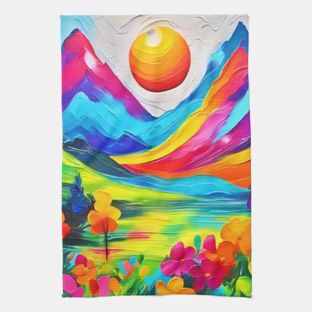 Paño De Cocina Dreamy Mountain Majesty Painting (Vertical)