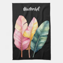 Paño De Cocina Drei Bananen Blätter in Pastellfarben 