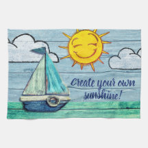 Driftwood Beach design Yacht Tea Towel.