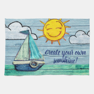Paño De Cocina Driftwood Beach design Yacht Tea Towel.
