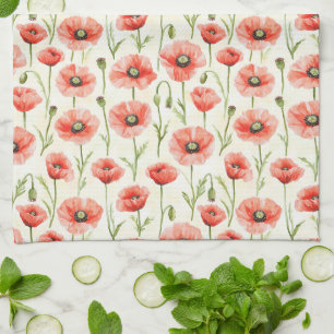 Paño De Cocina Ducha de Novia de Flores de Amapola Roja