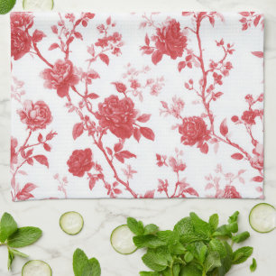 Paño De Cocina Ducha de Novia de Rosas Rojas Florales