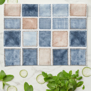 Paño De Cocina Ducha de Novia Falsa Crema Denim Azul Jean