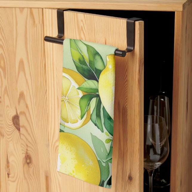 Paño De Cocina ducha de novia moderna de limón azul con flores y  (Pliegue de tercios)