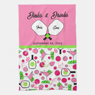 Paño De Cocina Ducha de Novia Pickleball Dinks & Drinks Cosmo Ros