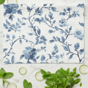 Paño De Cocina Ducha Nupcial Floral Blanco Azul