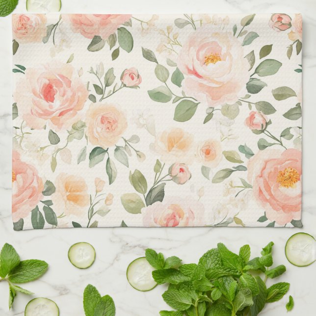 Paño De Cocina Ducha Nupcial Flores de Melocotón Hermoso (Doblado)