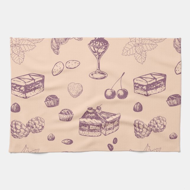 Paño De Cocina Dulce con postres variados. (Horizontal)