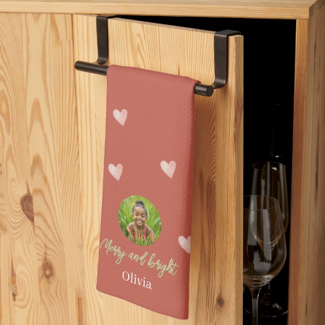 Paño De Cocina Dulce corazón rosa de vacaciones pintado a mano (Pliegue de tercios)