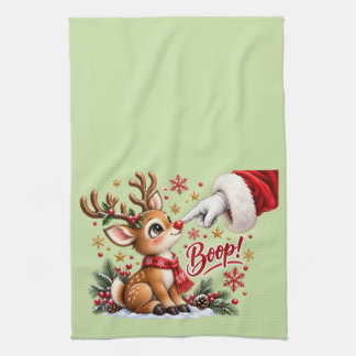 Paño De Cocina Dulce Santa y Boop en la Nariz de Reno Navidad