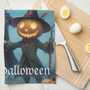 Paño De Cocina Dúo de calabazas de Halloween espeluznantes