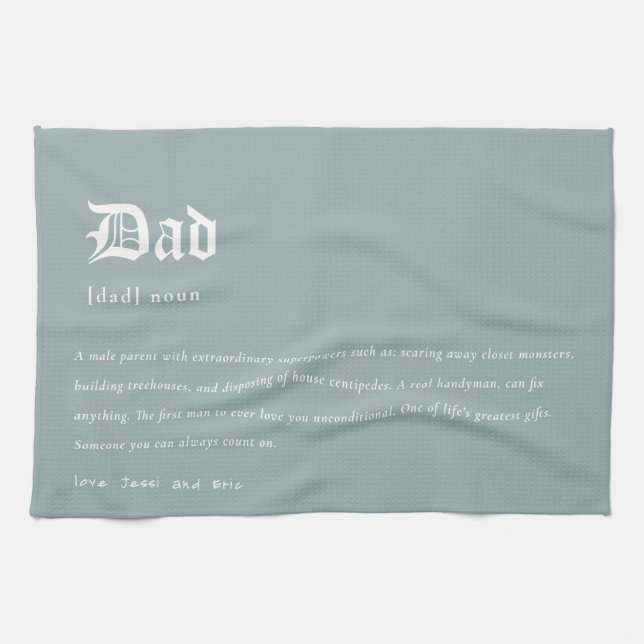 Paño De Cocina Dusky Blue Dad Personalizado de definición de dicc (Horizontal)