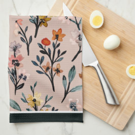 Paño De Cocina Dusty Rosa Boho Floral acuarela