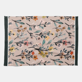 Paño De Cocina Dusty Rosa Boho Floral acuarela