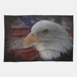 Paño De Cocina Eagle patriótico y bandera