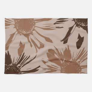 Paño De Cocina Earthy Brown Gerbera Flowers