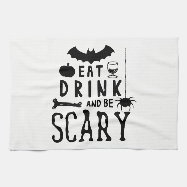 Paño De Cocina eat drink and be scary halloween (Horizontal)