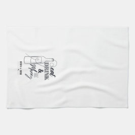 Paño De Cocina Eat, Drink & Be Merry Custom Name Kitchen Towel