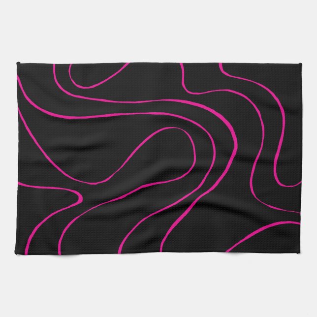 Paño De Cocina Ebb y Flow 2 - Magenta y negro (Horizontal)