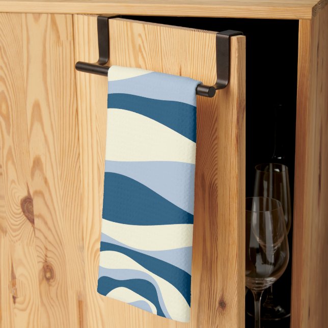 Paño De Cocina Ebb y Flow 4 - Azul oscuro, azul claro y crema (Pliegue de tercios)