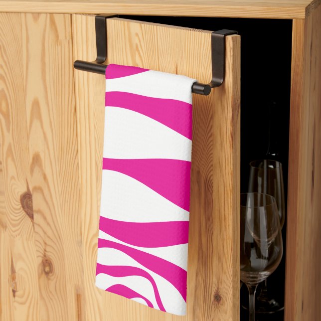 Paño De Cocina Ebb y Flow 4 en magenta y blanco (Pliegue de tercios)