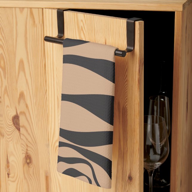 Paño De Cocina Ebb y Flow 4 en Tan y Negro (Pliegue de tercios)