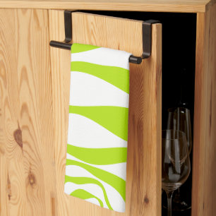 Paño De Cocina Ebb y Flow 4 en verde limón y blanco