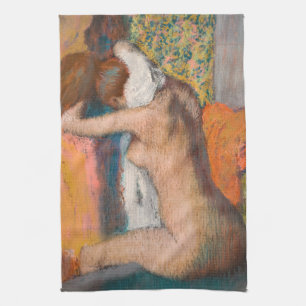 Paño De Cocina Edgar Degas - Después del baño, mujer limpiando el