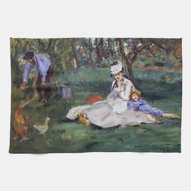 Paño De Cocina Edouard Manet - La familia Monet en su jardín (Horizontal)