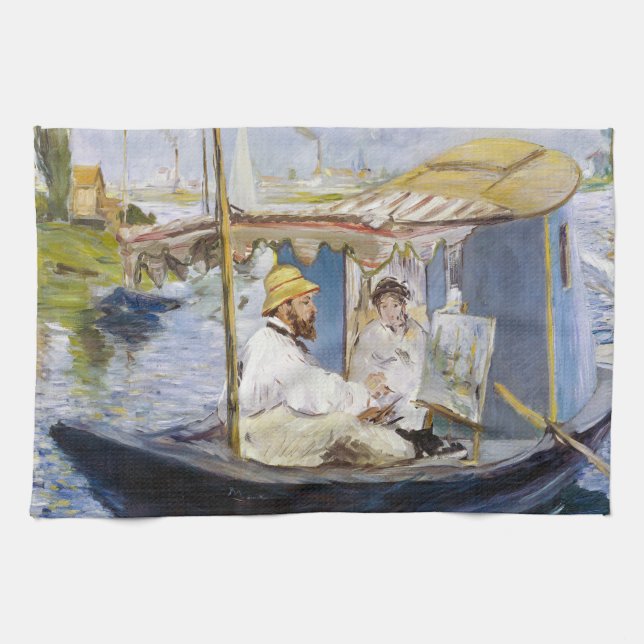 Paño De Cocina Edouard Manet - Monet en su Studio Boat (Horizontal)