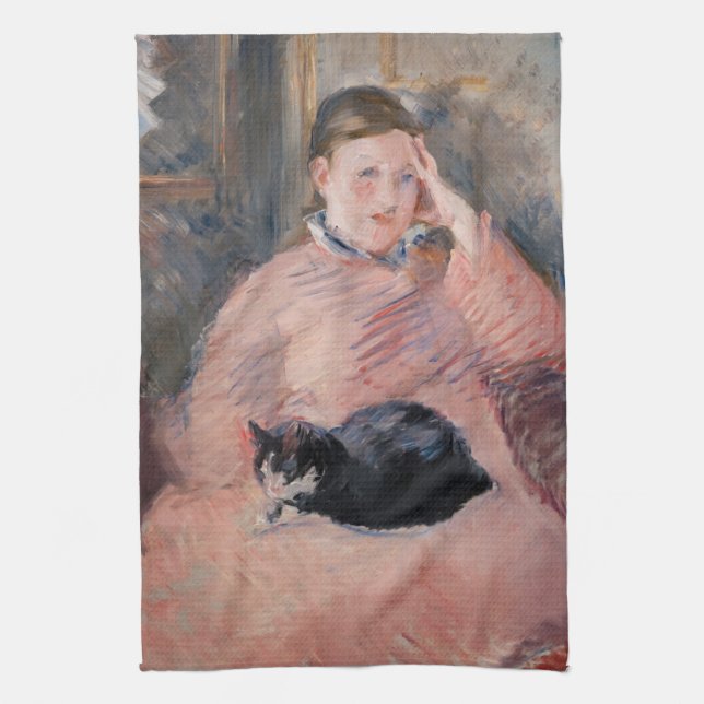 Paño De Cocina Edouard Manet - Mujer con un gato (Vertical)