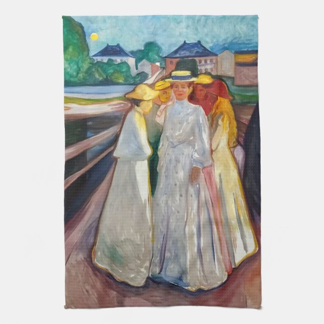 Paño De Cocina Edvard Munch - Los Chicas en el puente de 1903 (Vertical)