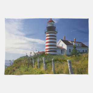 Paño De Cocina EE.UU., Maine, Lubec. Faro West Quoddy Head