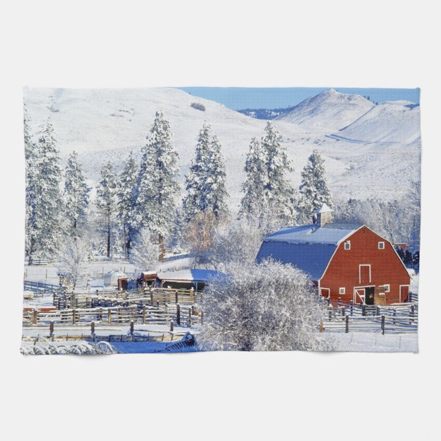 Paño De Cocina EE. UU., Washington, Methow Valley, graneros en (Horizontal)