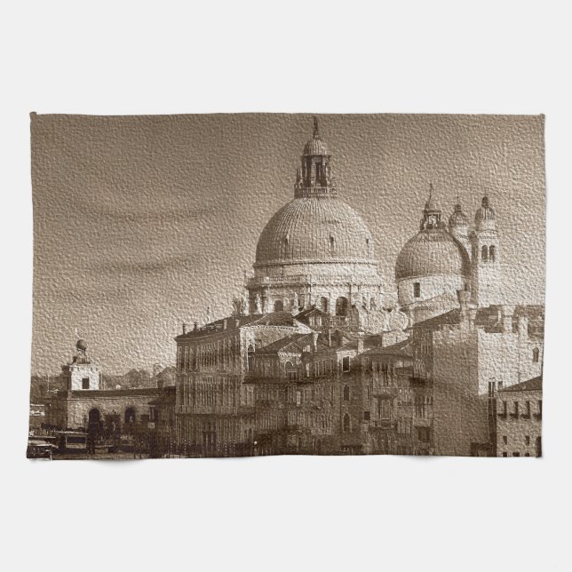 Paño De Cocina Efecto de papel Sepia Gran Canal de Venecia (Horizontal)
