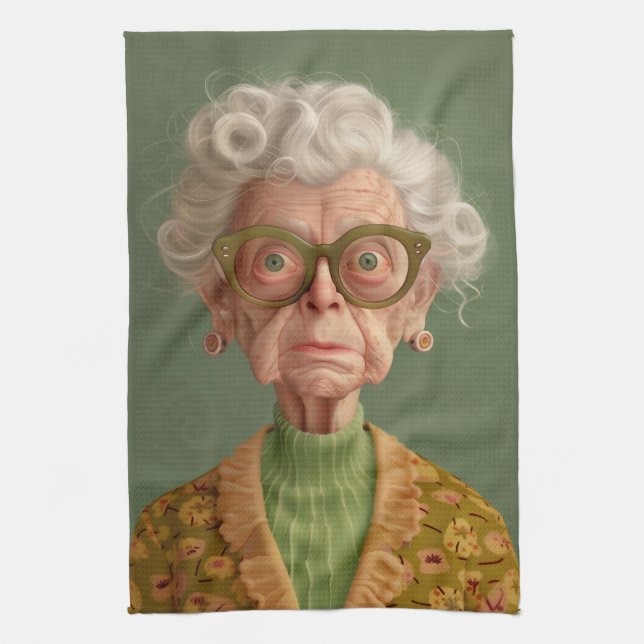 Paño De Cocina ¿Eh? Retrato de la abuela (Vertical)