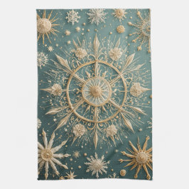 Paño De Cocina El abrazo dorado del invierno: una serenata de cop