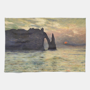 Paño De Cocina El acantilado Etretat, el atardecer de Claude Mone