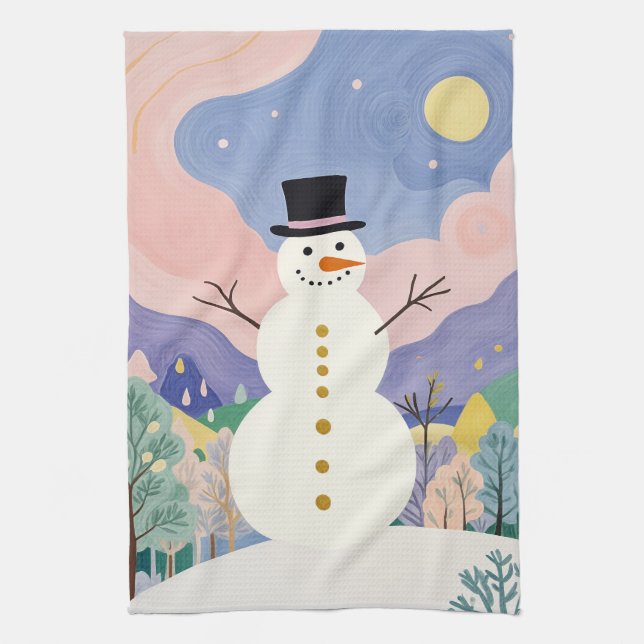 Paño De Cocina El alegre observador del invierno (Vertical)