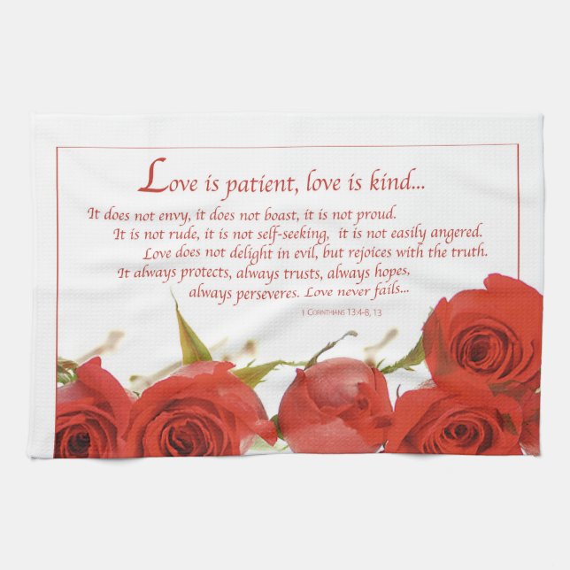 Paño De Cocina El amor es Rosa Roja Paciente (Horizontal)