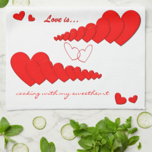 Paño De Cocina El AMOR rojo de la cadena del corazón ES…