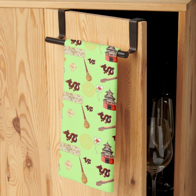 Paño De Cocina El año del dragón chino favorece la música (Pliegue de tercios)